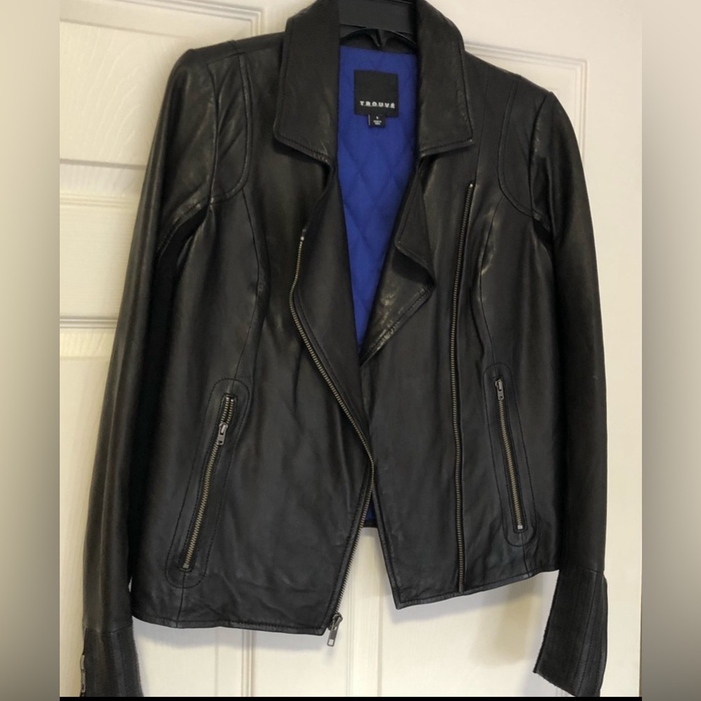 Trouve Nordstrom Black Leather Motto Jacket. Size S.